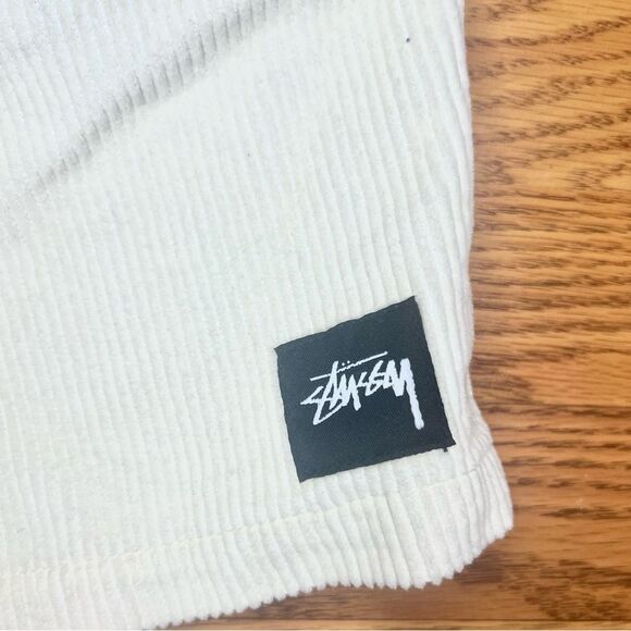 Stussy Wide Wale Cord Shorts Men's W30 NWT White Corduroy - Picture 2 of 6